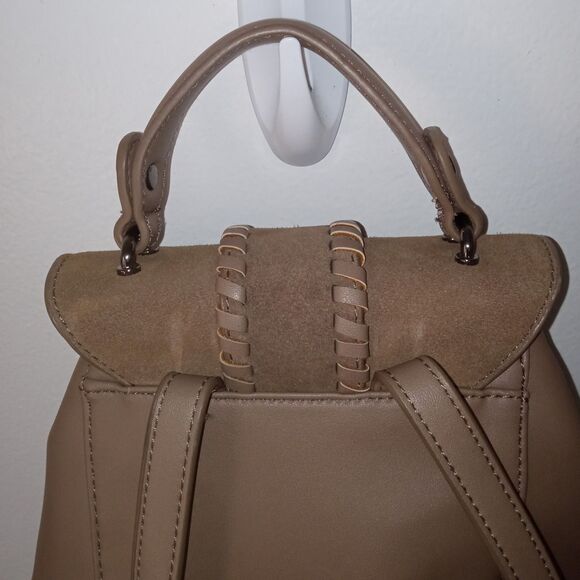 Street Level Dark Taupe Faux Leather Small Backpack Handbag Purse - Picture 4 of 6